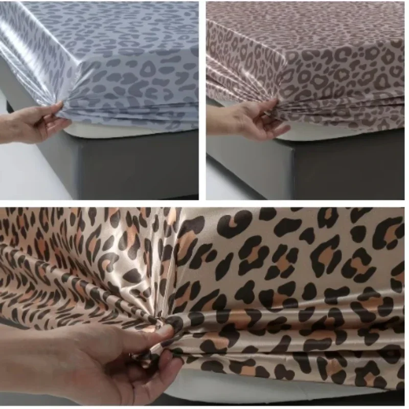 3 Piece Luxury Leopard Print Silky Satin Bed Sheet Set - Super Soft and Smooth Home Bedding for A Blissful Sleep Duvet Cover 2