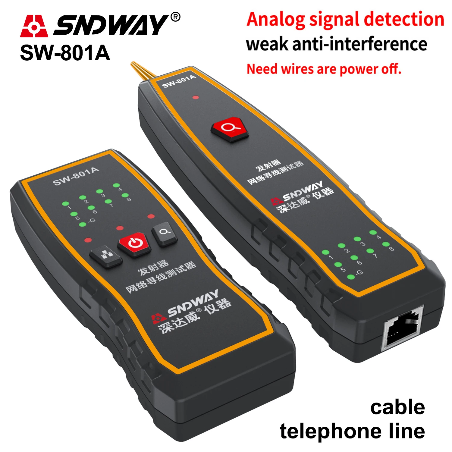 

SNDWAY Cable Tracker Tester Professional Line LAN detector Telephone Wire Tracker Breakpoint location Diagnose Tracker RJ45 RJ11