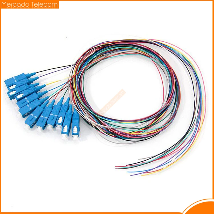 12 colors SC/UPC Single Mode fiber optic SM 9/125 pigtail PVC 0.9mm optical fiber cable ftth