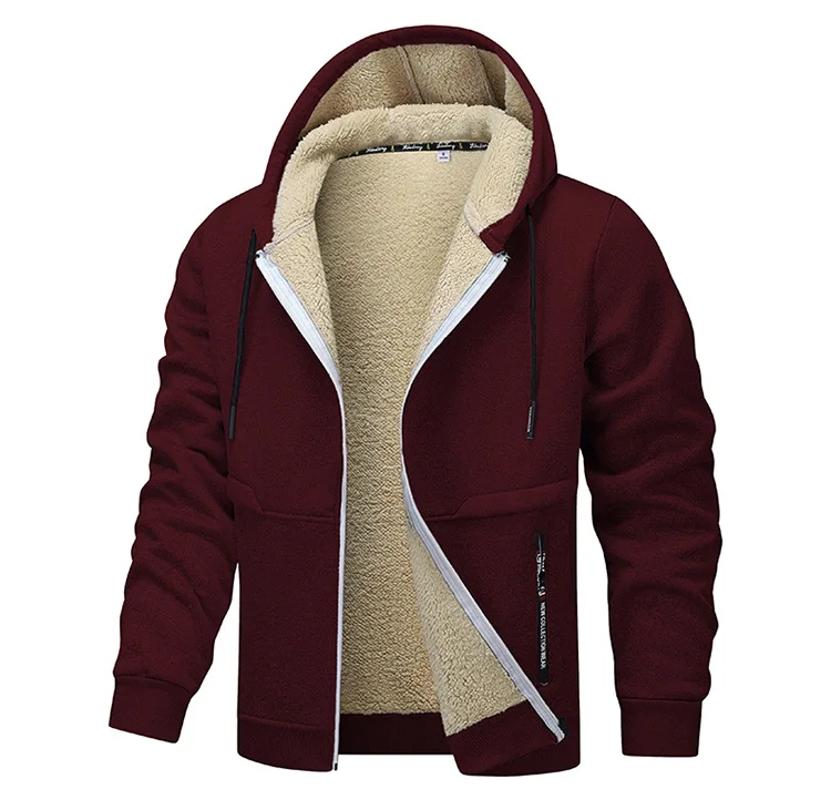 Blue Fleece-Lined Hoodie Jacket for Men - Warm, Comfortable, Casual Style Male Coat. Size M-5XL 6XL