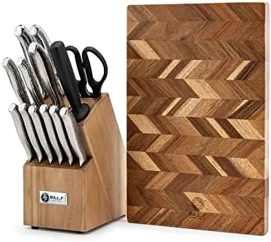 

Kitchen Set 21pcs -Knife Set for Kitchen with Block Stainless Steel Knives 16 Pcs,4pcs Wood Cooking Utensils Spoon Set,1pc Cutti