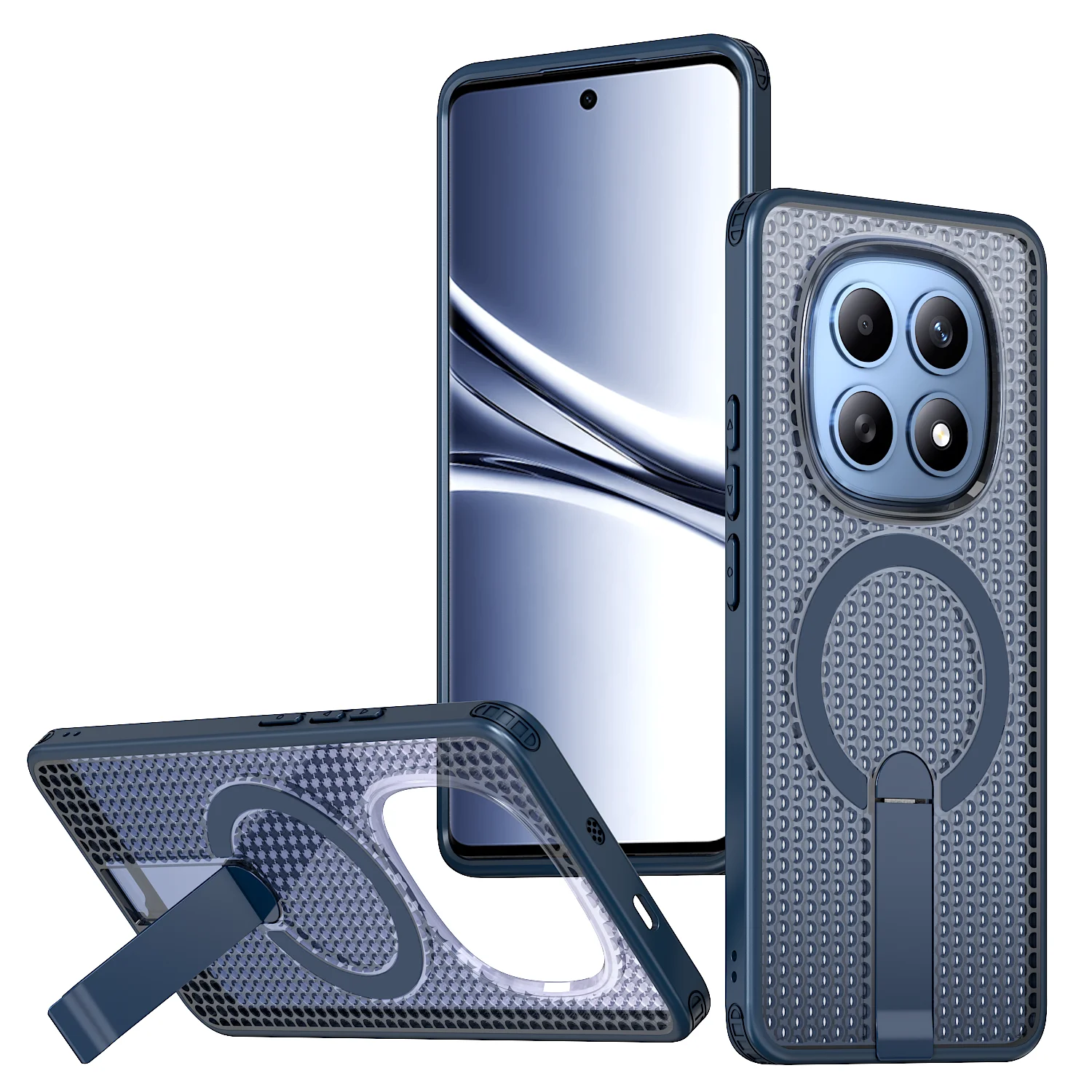 Luxury Magnetic Bracket Rugged Tough Phone Case with Heat Dissipation