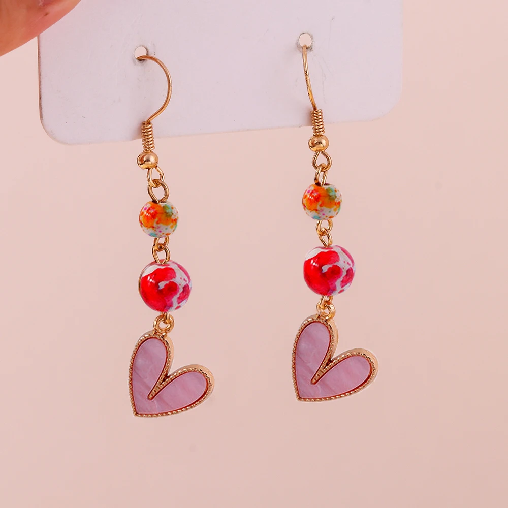 Aihua Einfache Design Liebe Herz Baumeln Ohrringe für Frauen Gold Farbe Kreis Vintage Pfirsich Tropfen Ohrring Mädchen Partei Schmuck Geschenke – Detail 8