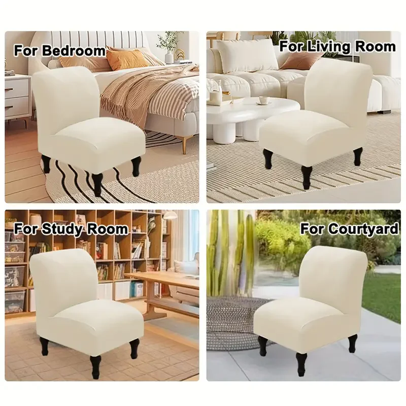 1pc Armless Chair Slipcovers Single Seat Accent Chair Covers Stretch Removable Furniture Protector Covers for Home Hotel Decor 5