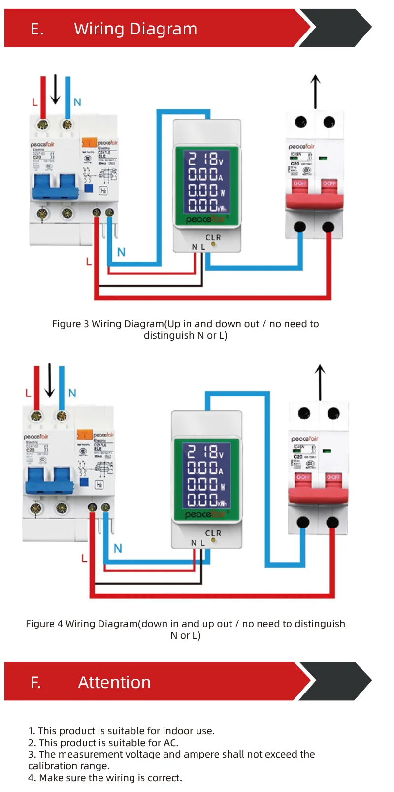 Monitor AC Din Rail 4 In 1 AC50-300 V 100 A Tensione Corrente Watt KWH Potenza Contatore Di Energia Digitale Voltmetro Amperometro Wattmetro 87526065 - Foto 8