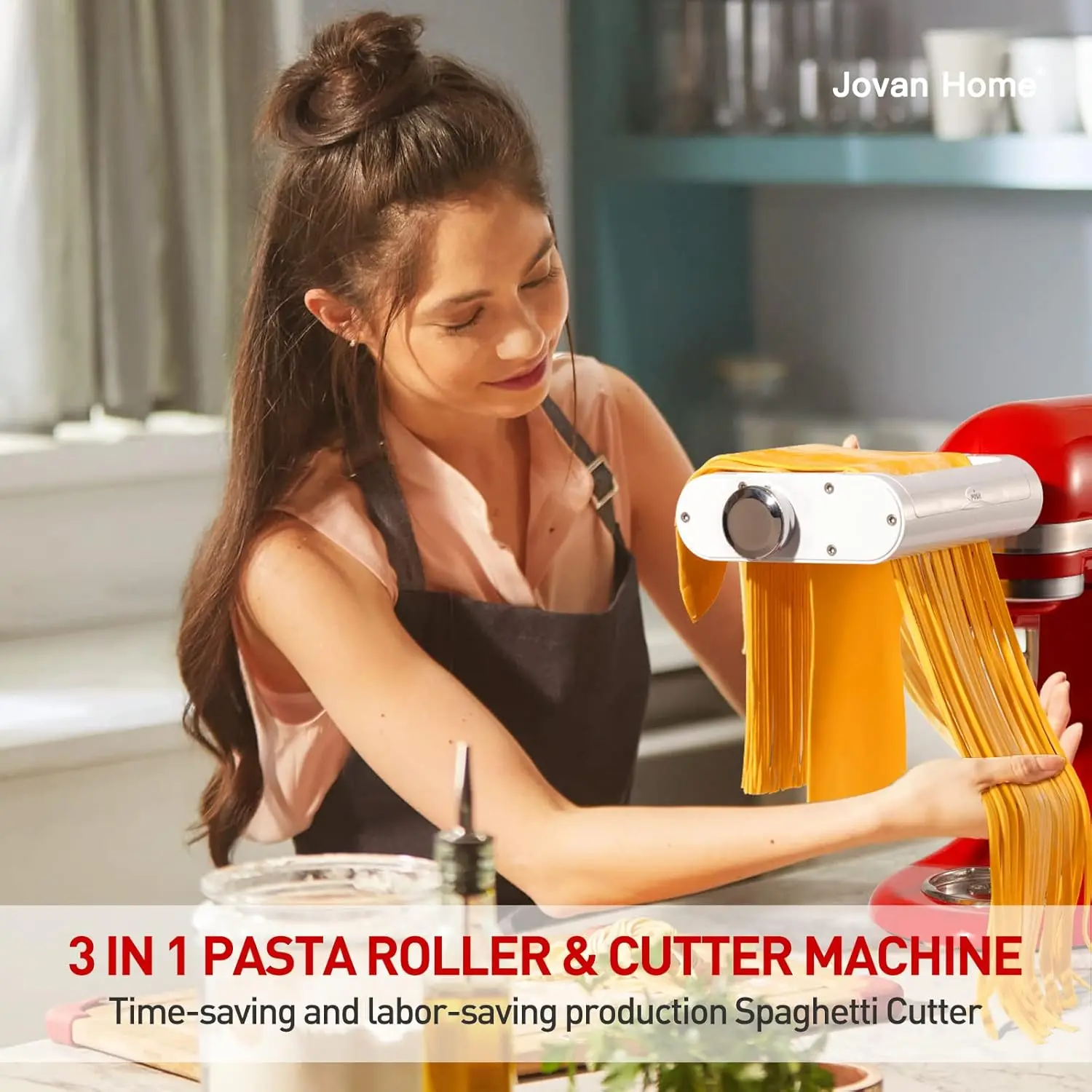 Maker Attachment for KitchenAid Stand Mixers 3 in 1 Set Includes Pasta Roller Spaghetti Cutter & Fettuccine Cutter Pasta