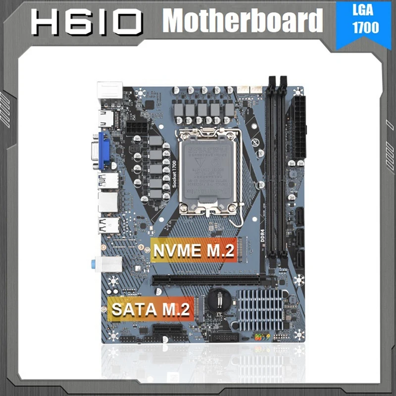 

H610M компьютерная материнская плата H610M R200 LGA1700 2XDDR4 Слоты до 64 Гб M.2 Nvme PCI-E5.0 X16 для процессора 12/13 поколения