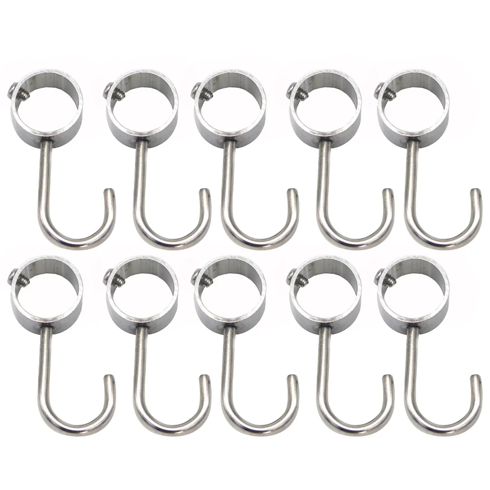 

10Pcs Stainless Steel Hanging Tube Rod Towel Hook Wardrobe Hanger Heavy Duty Utility Towel Hooks for Bathroom Bedroom ( Silver )