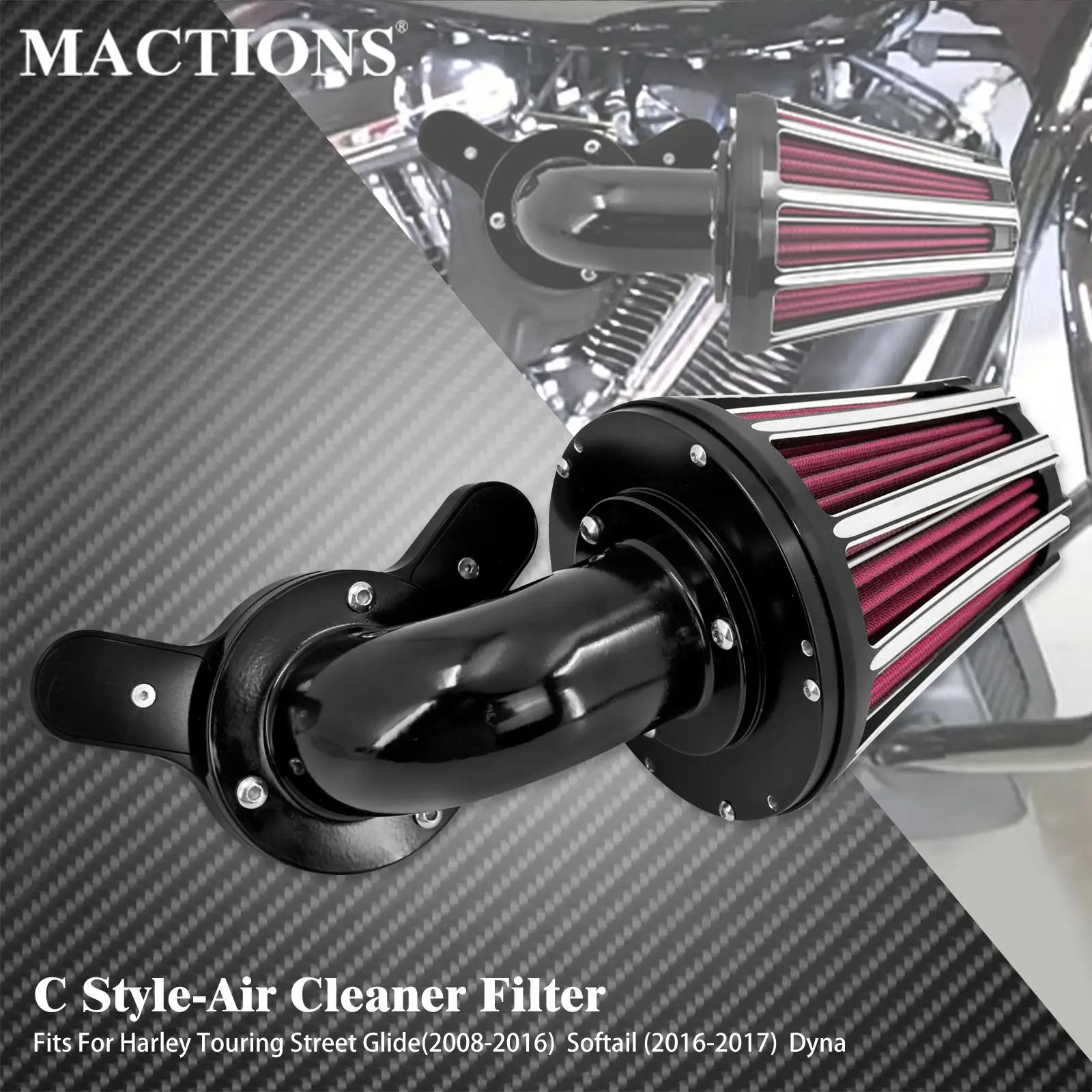 

Motorcycle Air Cleaner Black Intake Filter For Harley Softail Touring Trike Dyna FXDLS Road King Street Glide Fat Bob FLHT FLHX