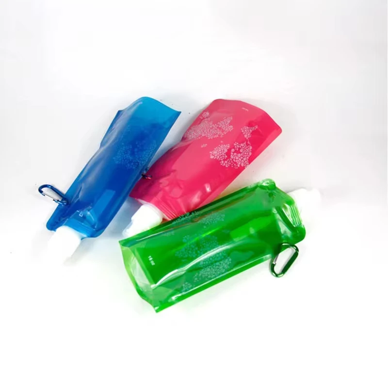 500ML 휴대용 초경량 접이식 실리콘 접이식 물병 물 주머니 야외 스포츠 용품 하이킹 캠핑 소프트 플라스크 가방