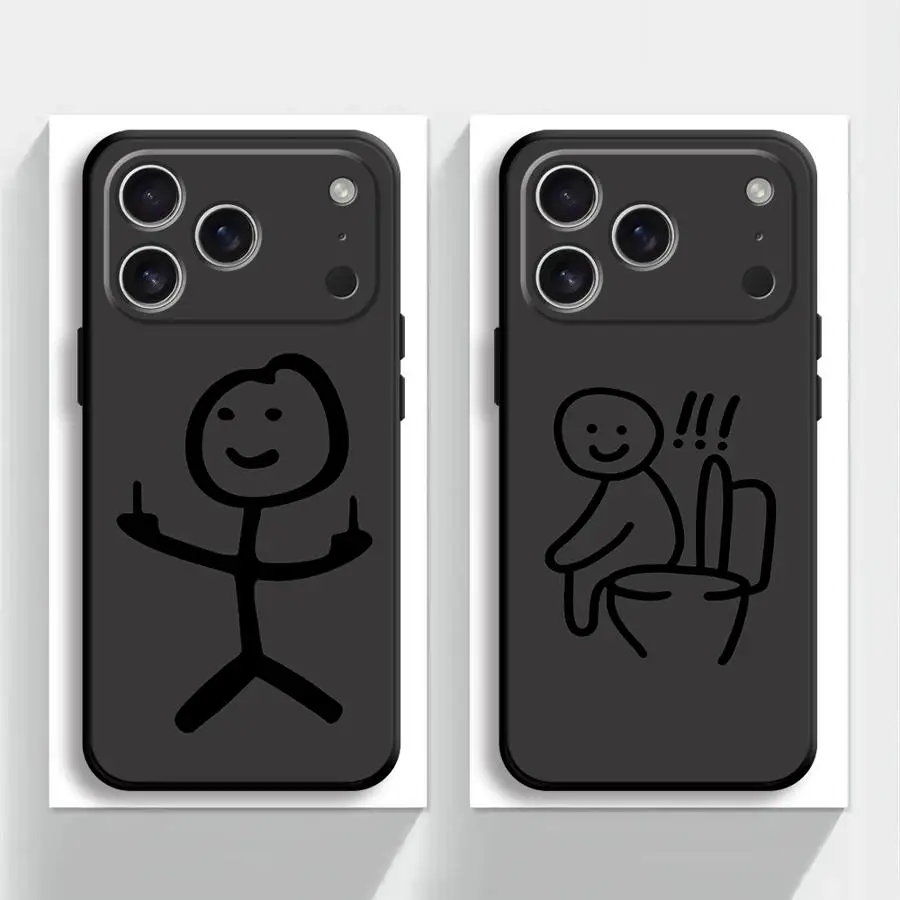 Adorable Cartoon Matchman Black Soft Phone Cover Case