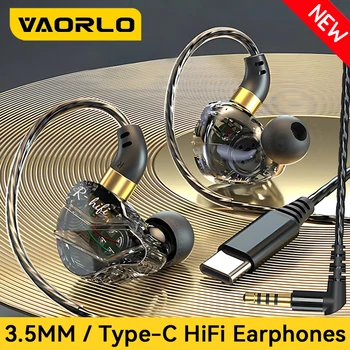 Auricolari cablati HIFI 3.5MM AUX/Type C Jack 9D Surround con microfono Cuffie musicali trasparenti in-ear per Samsung Android per iPhone