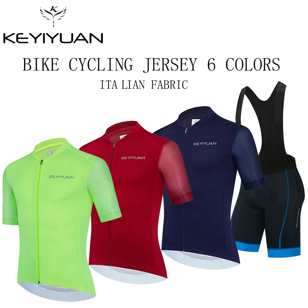 

KEYIYUAN High Quality New 2022 Men Cycling Jersey Summer Short Sleeve Set Bib Shorts Bicycle Clothing Suit Wielren Kleding Heren