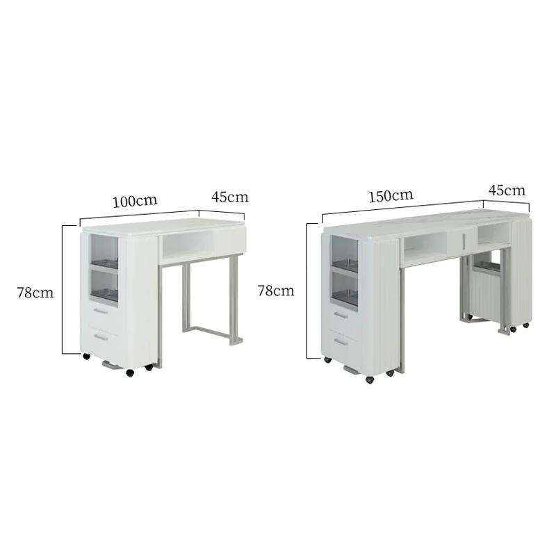 Light Luxury Nail Table Manicure Furniture For Beauty Salon Professional Manicure Table Double Layer With Drawer Nail Tables