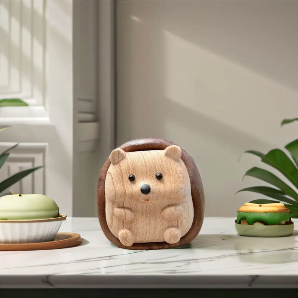 Crafts Hedgehog Wooden Sculpture - Creative Animal Figurine for Decorative Interior Accents