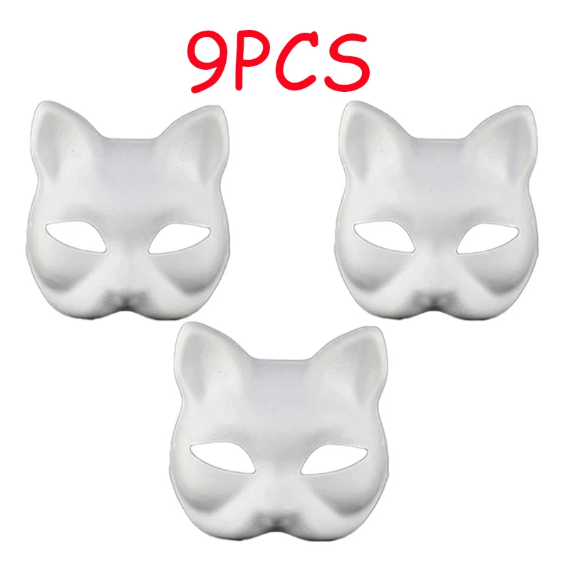 Therian Masks White Cat Masks Blank DIY Halloween Mask Animal Half Facemasks Masquerade Cosplay Party 3/6/9/12/15PCS halloween mask masquerade mask party masks face mask 3d face masks