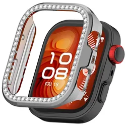 Premium Diamond Protective Bumper Frame for Smartwatch - All - Around Hollow PC Design (Silver)