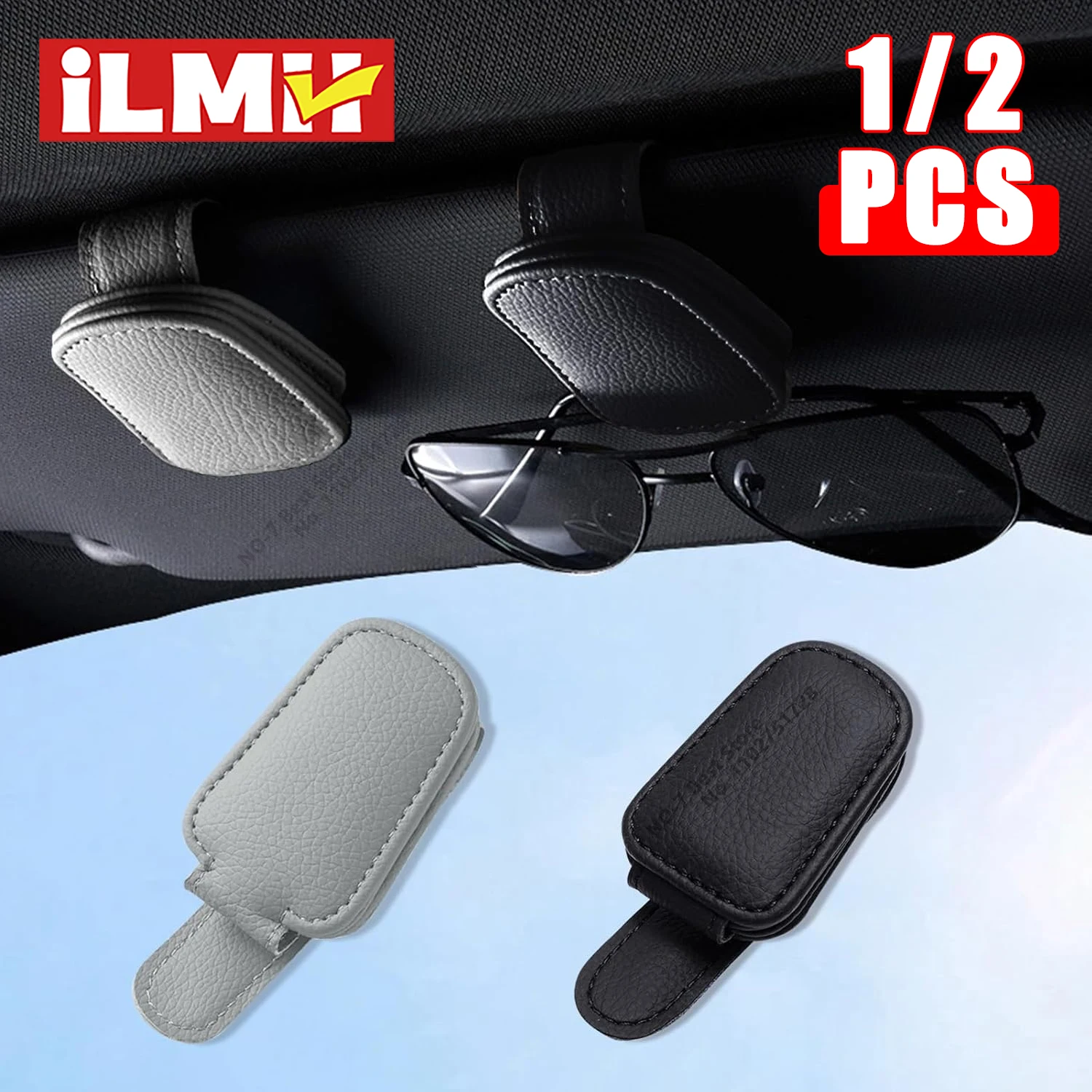 Sunglasses Holder Suitable for Car Sun shades Magnetic Leather Sunglasses Clip and Ticket Clip Car Sunshade Accessories