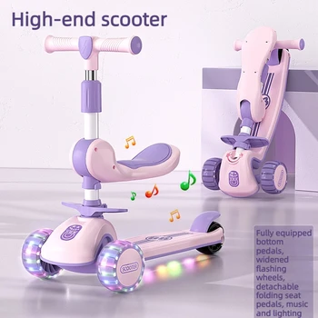 Nuovo Monopattino per Bambini da 1-3-6-10 Anni, Trasformabile Tre in Uno, per Bambine, Bambini e Neonati. Passeggio in Scooter