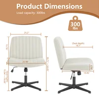 JHK Cross Legged Office Living Room Rocking Gaming Chair Armless Wide Desk Adjustable Swivel Fabric Task Vanity Home Office - Image 6