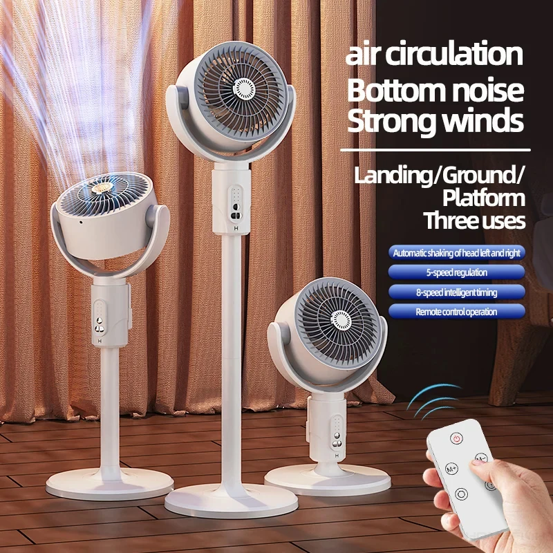 360 Circulation Quiet Powerful Floor Fan,Standing Smart Fans,with Remote Control Adjustable Height