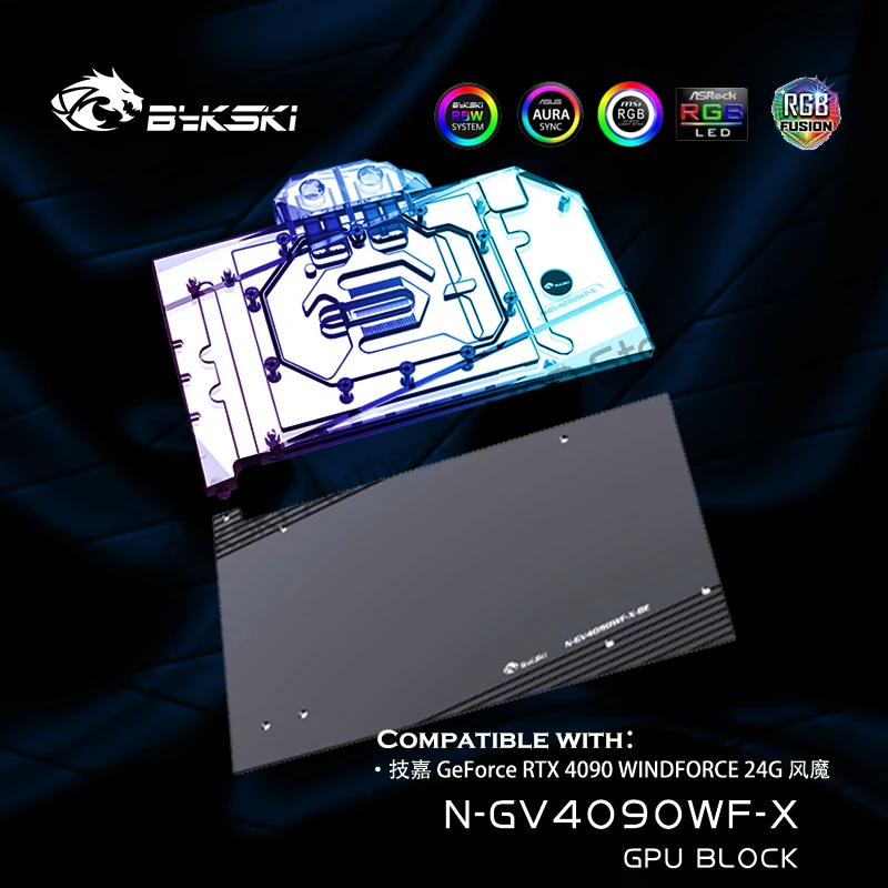 Bykski N-Gv4090Wf-X,4090 Gpu Water Cooler Per Gigabyte Geforce Rtx 4090 Winderforce 24G Card Cooling Block, Radiatore Liquido Vga