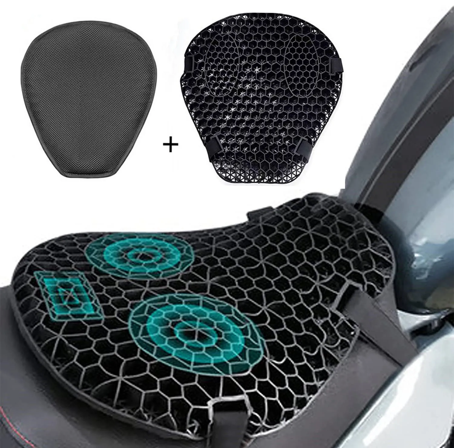 Motorcycle Seat Cushion Bike Saddle Cruiser Sports Travel Saddle Pressure Reducing Shock Absorber Protector Motorcycle Air Cushion Cover