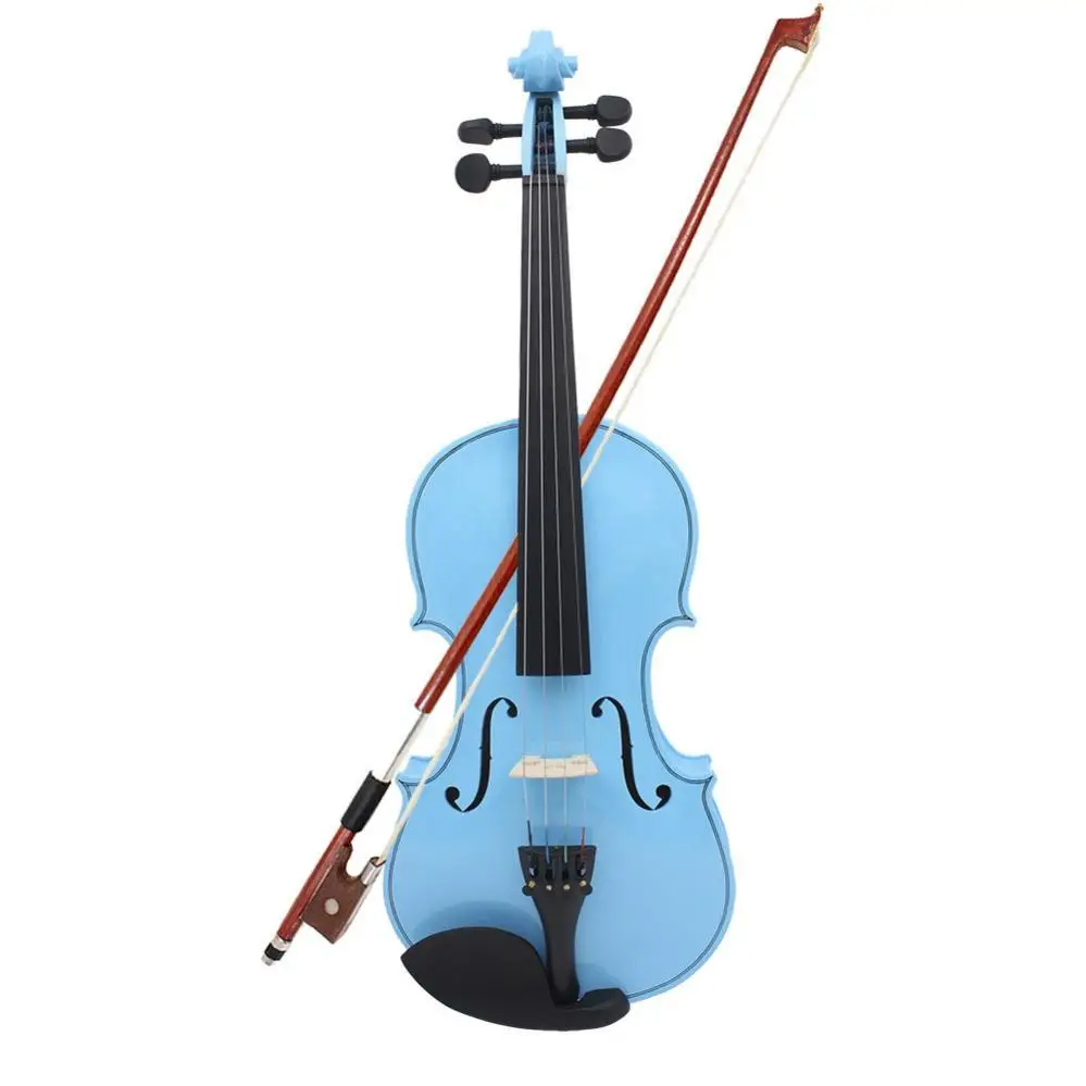 4/4 Full Size Solid Wood Acoustic Violin Violin Beginner with Bow & Case White / Blue / Pink Colors Fiddle