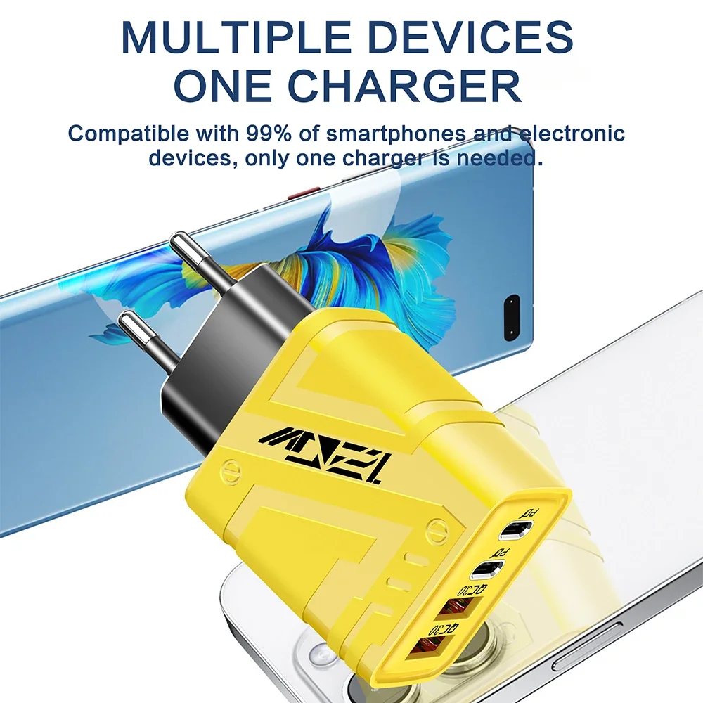 120W QC 3.0 Fast Charger USB Type C Quick Charging Mobile Phone Wall Adapter EU/US for IPhone 15 Pro Max Huawei Xiaomi Samsung