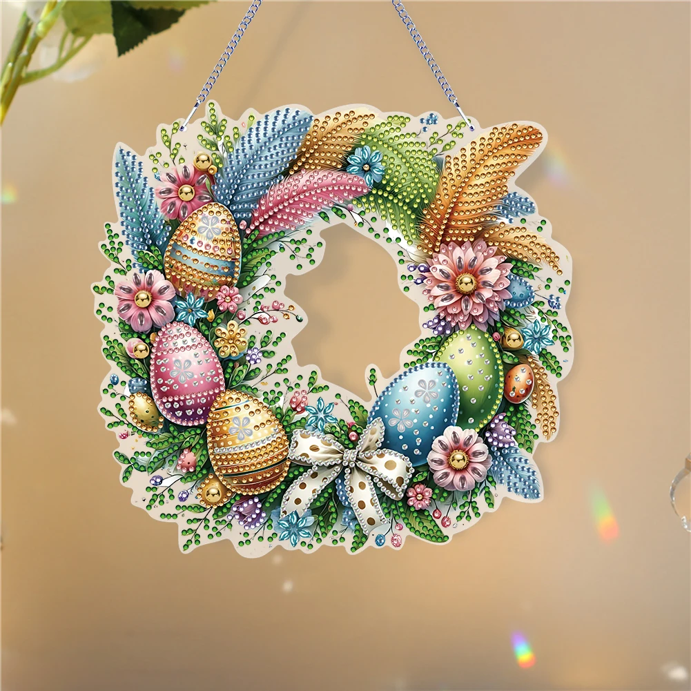 Single Sided Diamond Art Hanging Pendant Handmade Easter Wreath Diamond ...