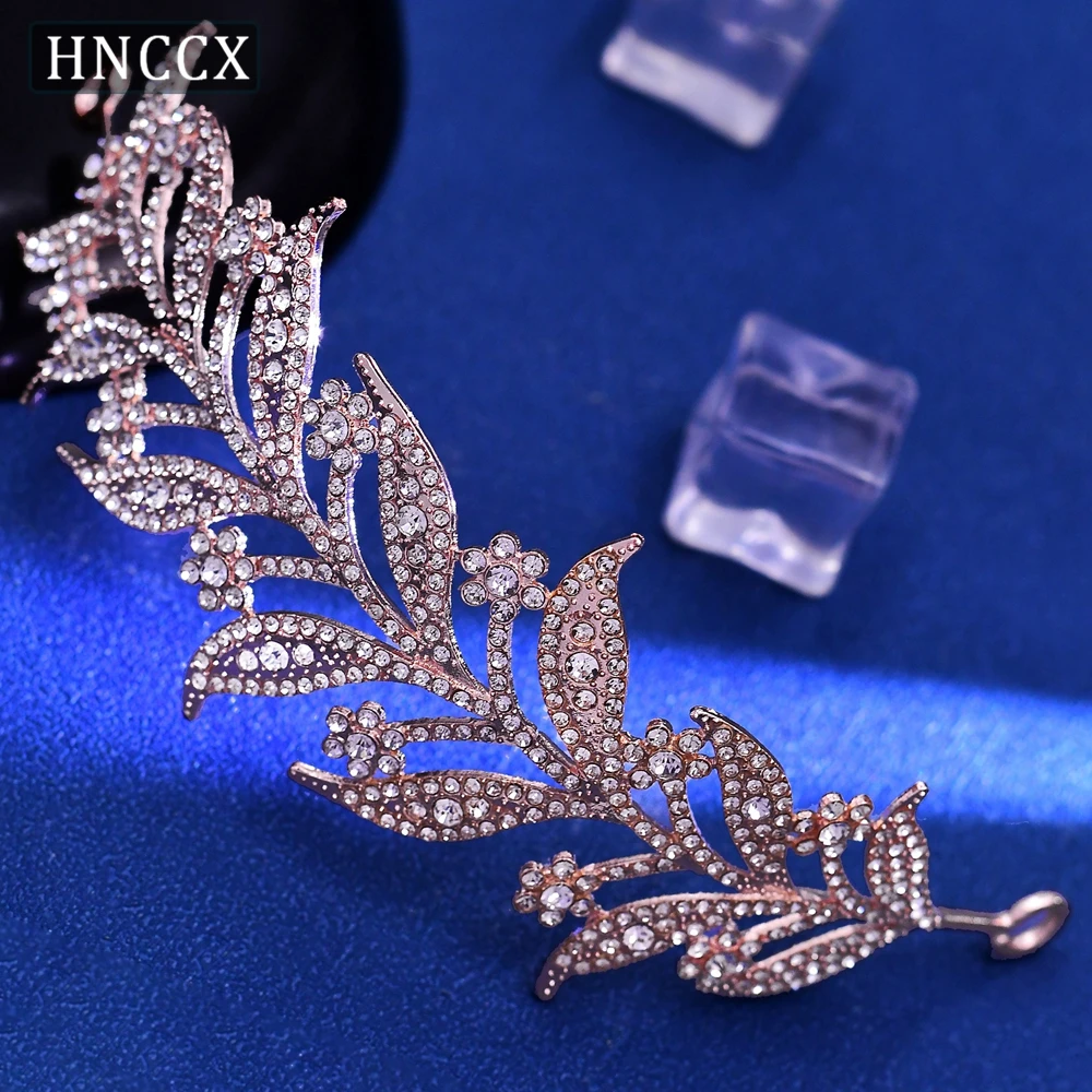 Rose Gold Color Bride Tiaras And Crowns Rhinestone Princess Headwear Wedding Hair Accessories Jewelry Crown Tiara CP326