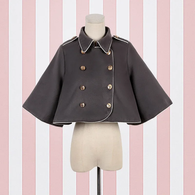 Lolita Dress Detective Bear Cospaly Women's Preppy Style Neck Tie Long Sleeve Dresses And Woolen Cloak lolita dress lolita cosplay costumes