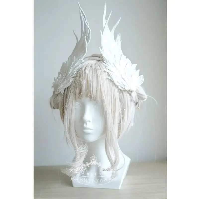 

Lolita Headwear Angel Wings Feather Black White Party Performance Style gothic lolita Wing Hair Ornament