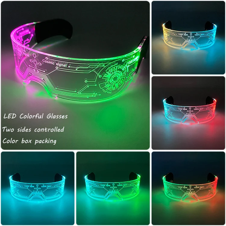 Luminous Futuristic LED Glasses for Cosplay and Rave Parties