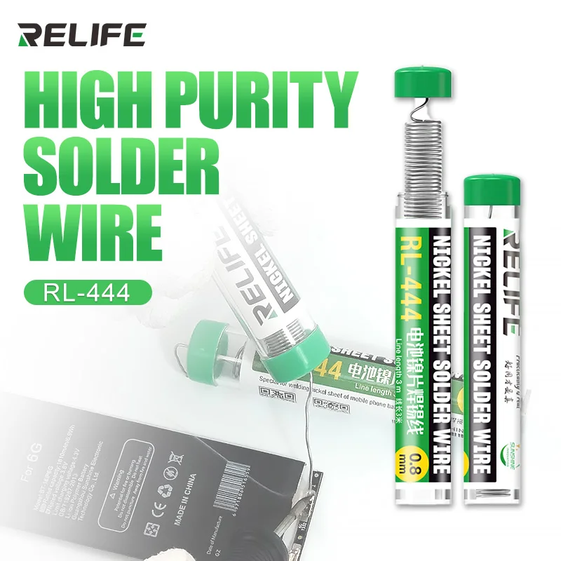 

RELIFE RL-444 Cell Phone Battery Nickel Sheet Solder Wire High Purity Tin Content High Soldering Point Firmly Splash/Smoke Less