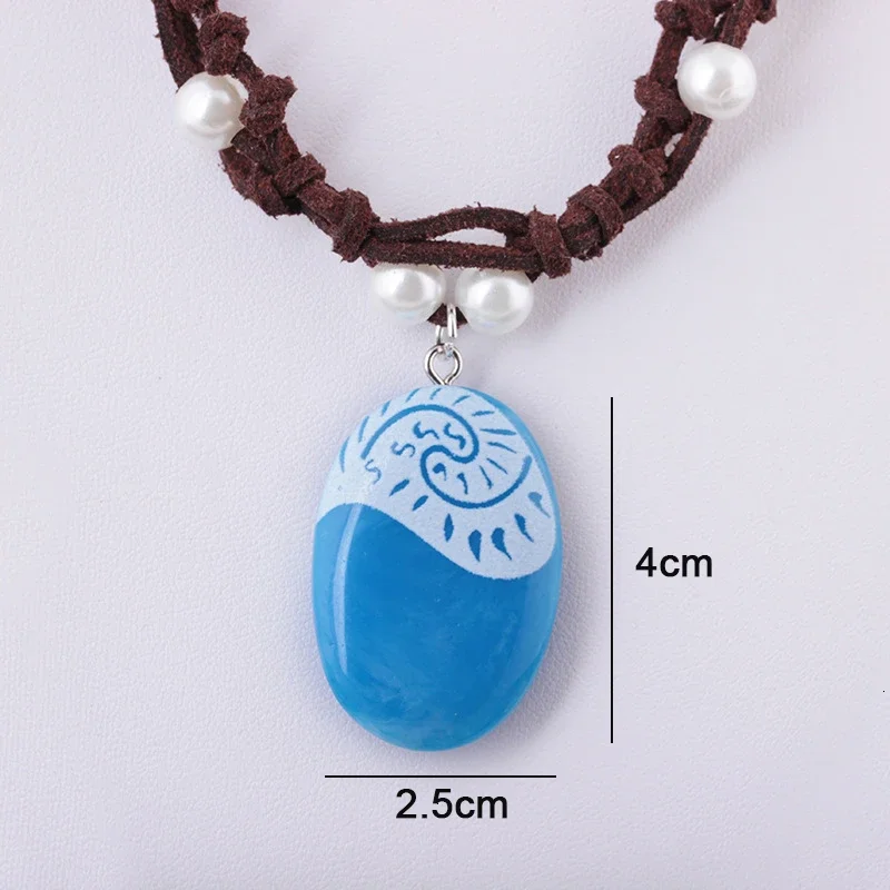 New 2020 Blue Stone Luminous Pendant Necklaces Polynesia Ocean Princess Moana Rope Chain Necklace Women Female Fashion Jewelry - Image 5