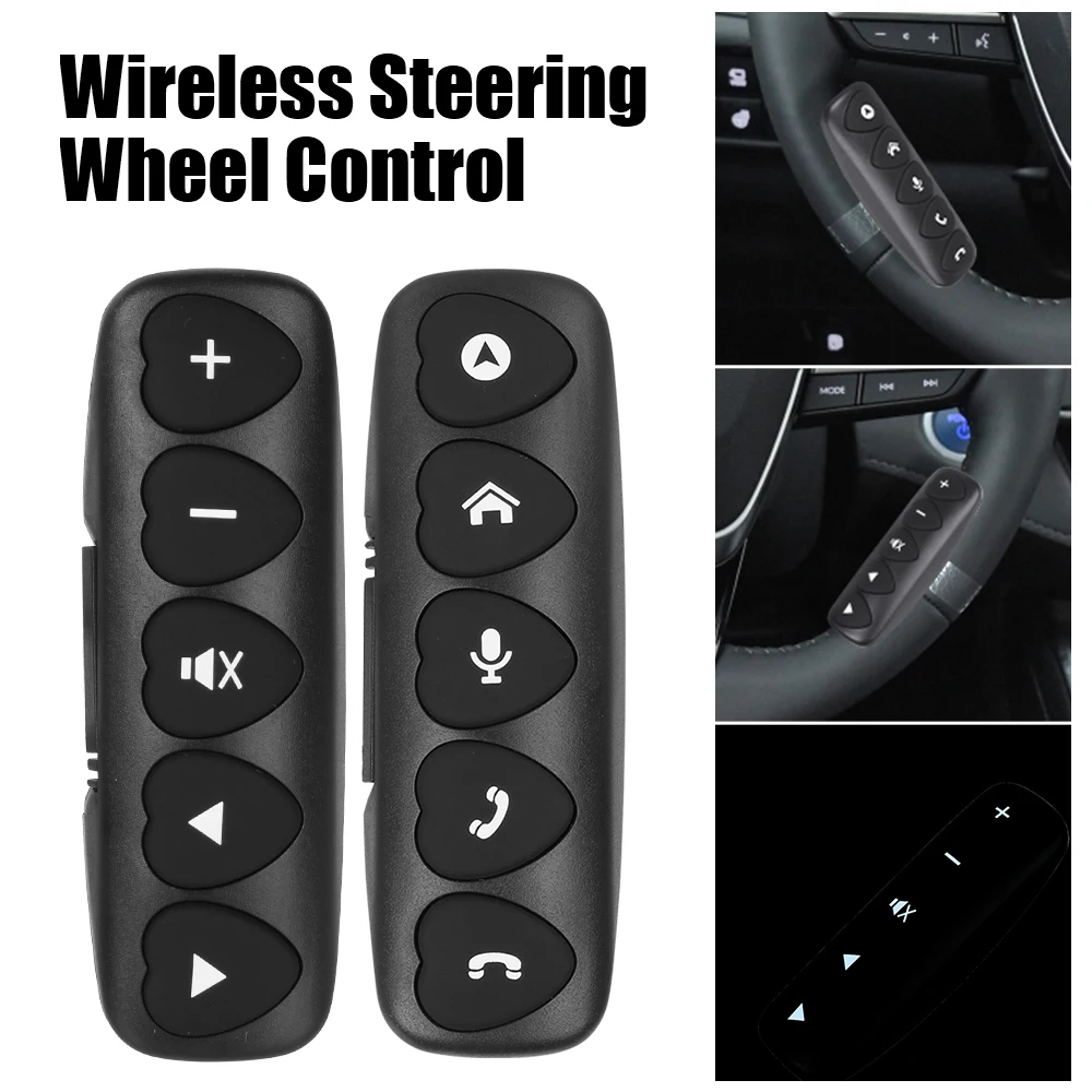 

Bluetooth-compatible 2Pcs DVD Navigation Luminous Multifunction Car Steering Wheel Remote Control Wireless Controller Buttons