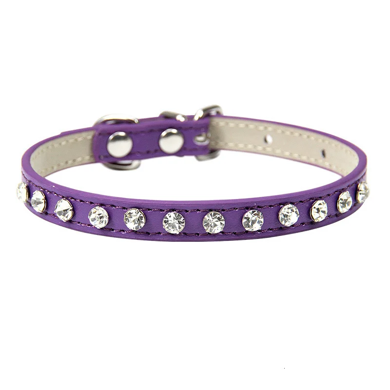 Title 15, Luxury Rhinestone Rivets Cat Collar Leather Sma...