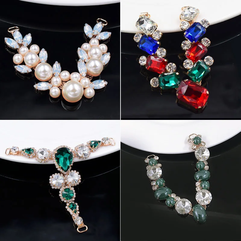 

New 1 Pair Fashion Crystal Sandal Chain bikini Connectors clothing decoration buckle DIY Hand sewing Beach Foot Jewelry