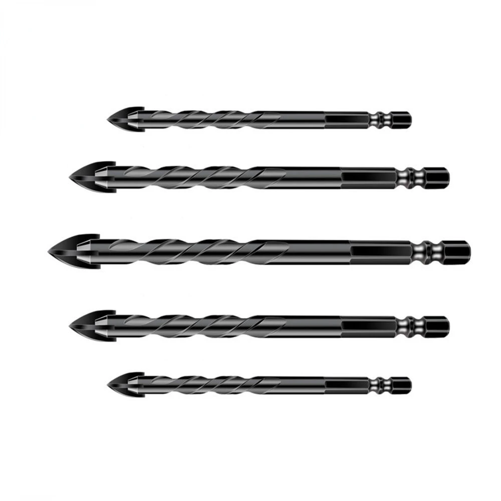 Glass Cross Spear Head Drill Bits & Alloy Carbide Point with 4 Cutting Edges Tile 5Pcs Alloy Steel Glass Drill Bit Set glass tile drill bits set tungsten carbide tipped spear head ceramic tile marble mirror drill bits tungsten carbide