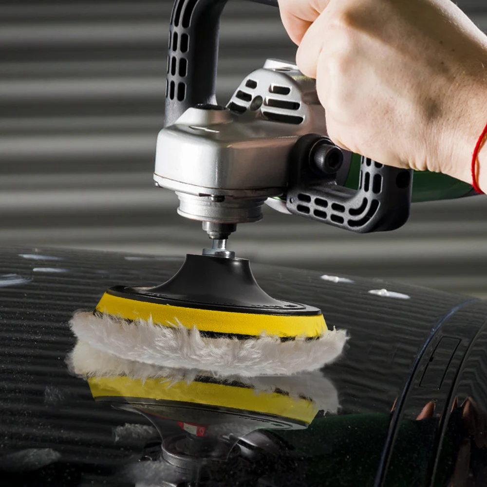 Car Polishing Pad Car Polishing Disc Set Self-Adhesive Buffing Waxing Sponge Wool Wheel Washing Auto Body Beauty Polisher Drill Adapter