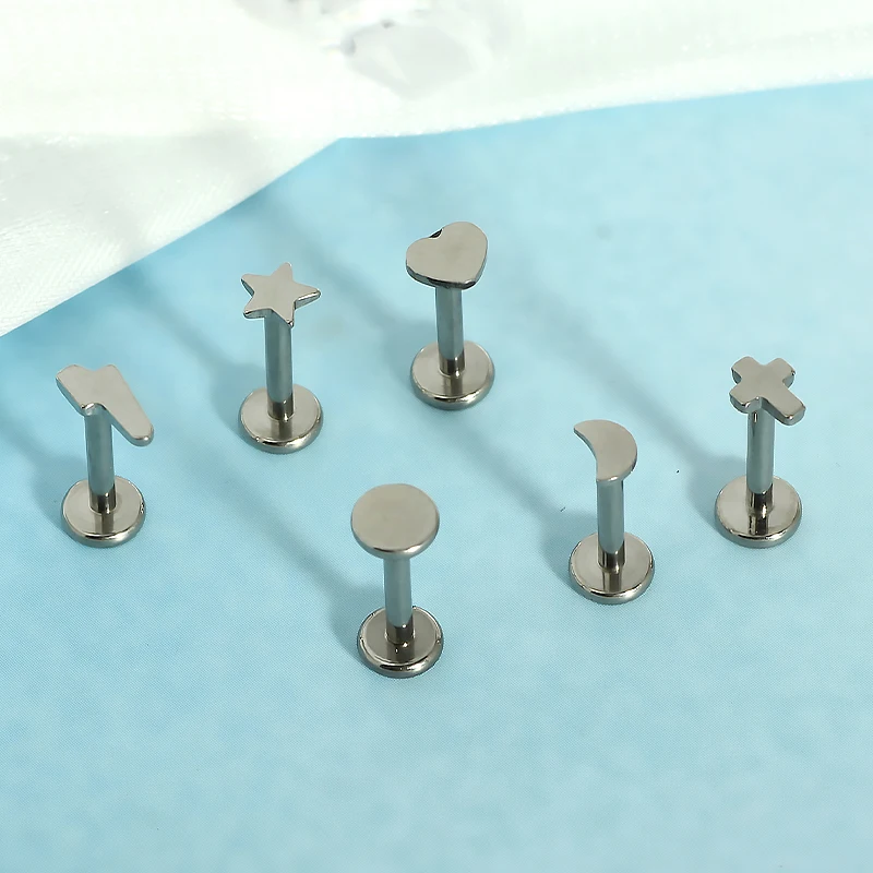 50pc G23Titanium Lip Stud Internally Threaded Labret Piercing Cubic Zirconia Cartilage Earring Fashionable Body Jewelry for Gift