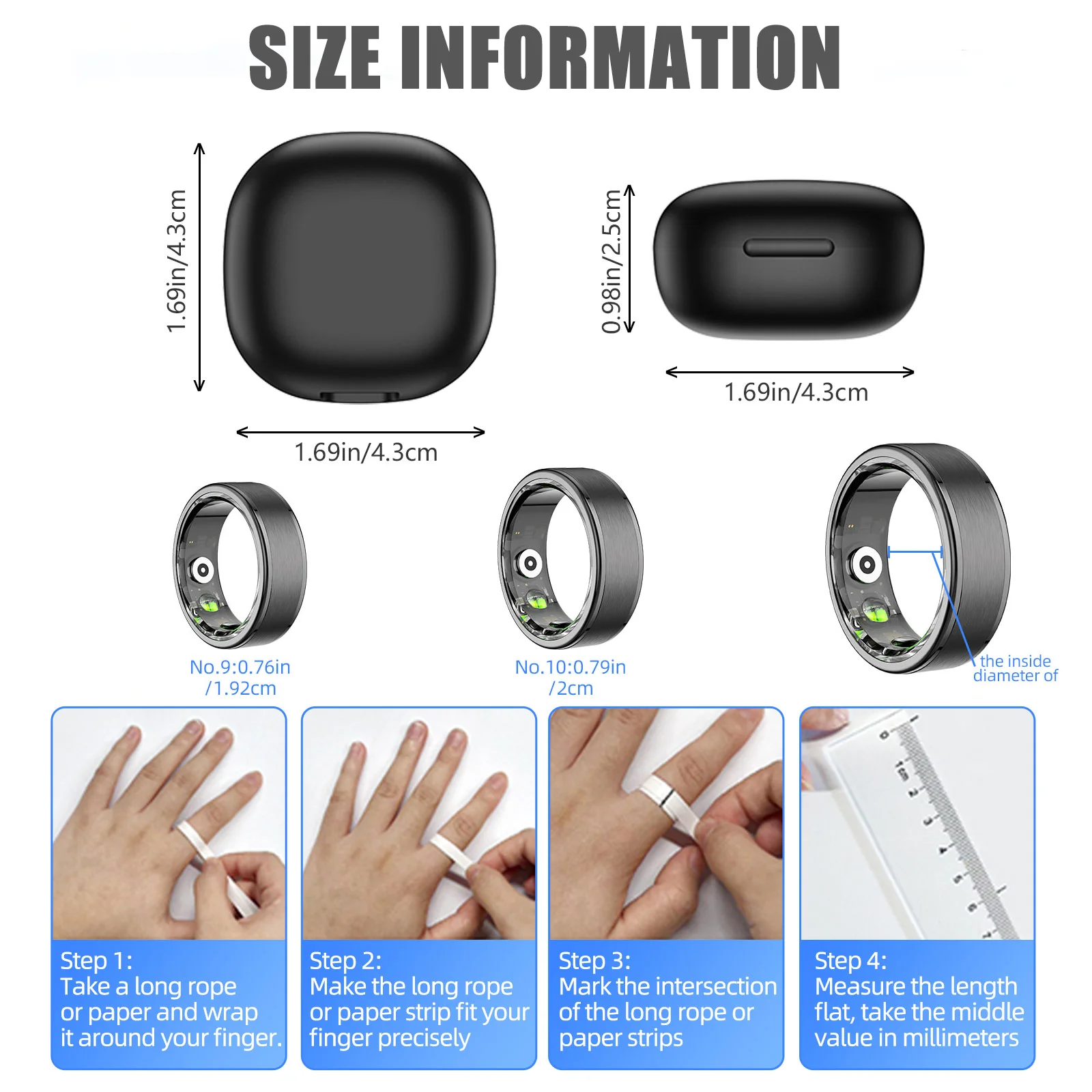 R03 Smart Ring, 39 Tage Akku,Gesundheitsmonitor,Wasserdicht IP68
