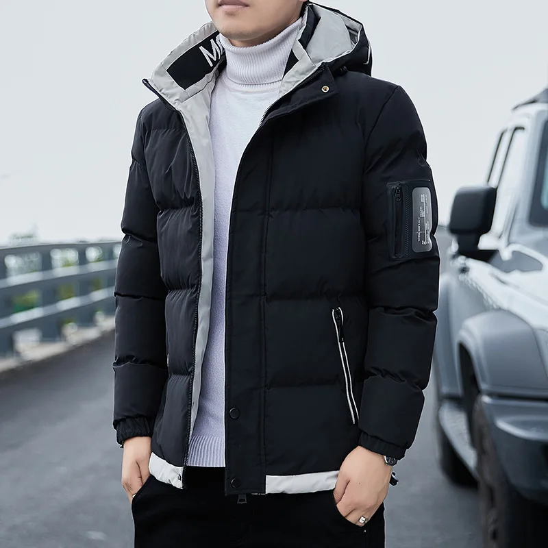 

2023 Fashion Puffer Jacket Men Cotton Padded Jacket Men Fashion Clothing Streetwear Thicken Warm Hooded Coat Men Clothes