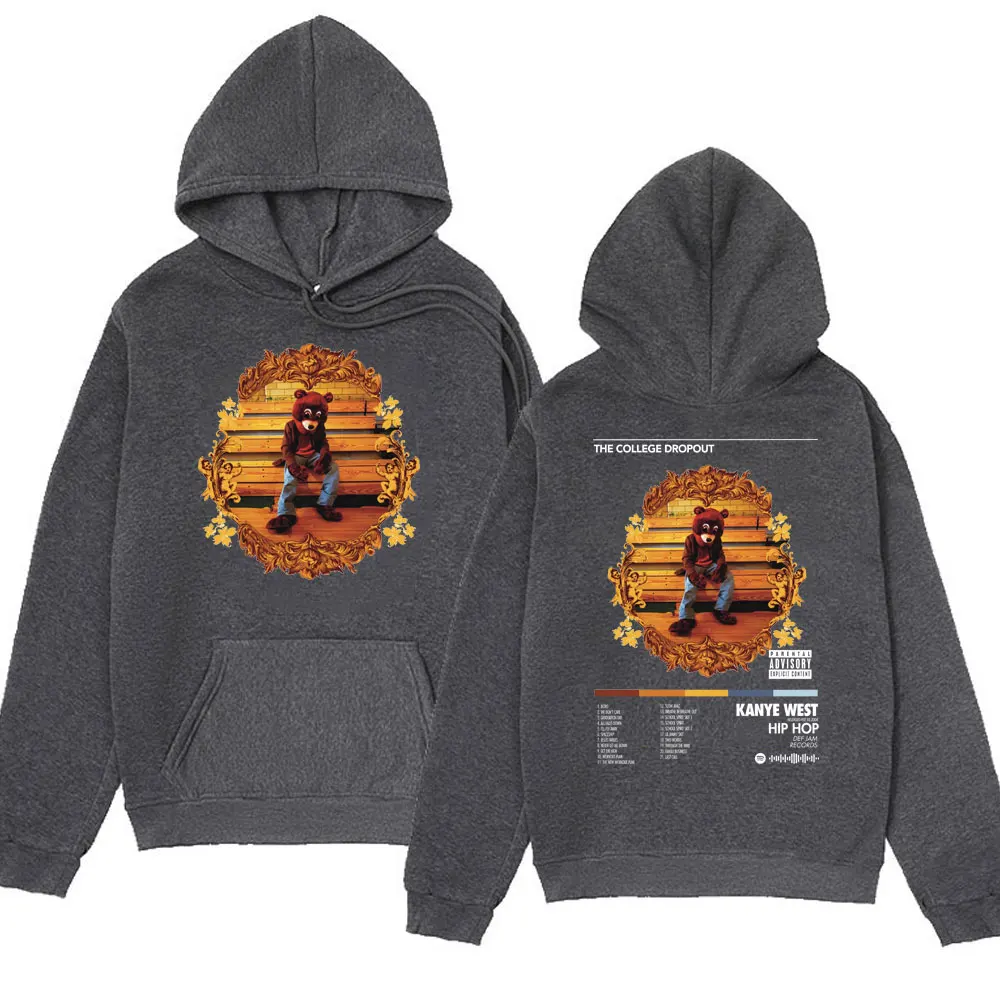 Rapper Kanye West Hoodie Hip Hop The College Dropout Hooded Sweatshirts Men Women's Fashion Casual Cotton Fleece Pullover Unisex