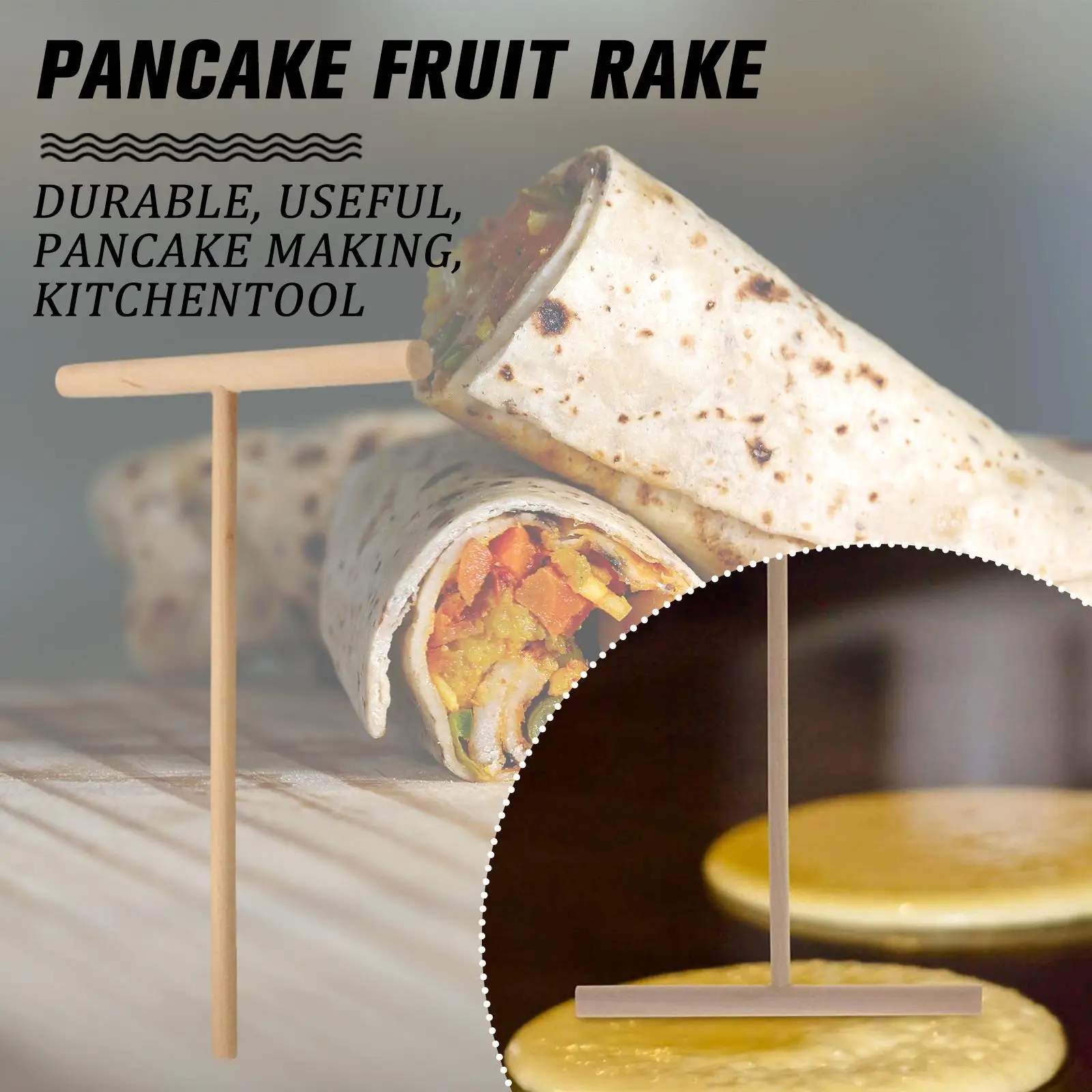 Wooden Pancake Fruit Rake Pancake Wooden Rake Baking Household Kitchen Tools Accessories Tools Stand F5U3