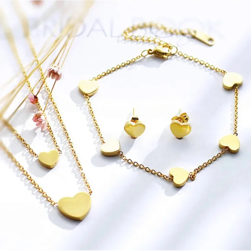 

Ожерелье и серьги с подвеской Love Heart Honey, ювелирные изделия, наборы браслетов для женщин, модный подарок TZ0002