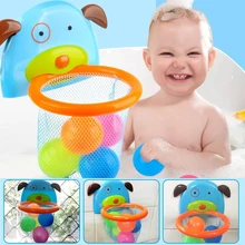 Baby Bath Toys Toddler Shooting Basket Bathtub Water Play Set For Children Plastic Suction Cup Basketball Mesh Game Toys
