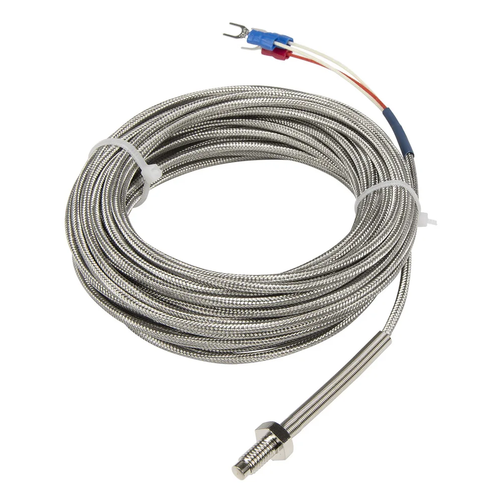 

FTARB02 PT100 type M6 bolt head spring protected 10m high temperature metal screening cable RTD screw temperature sensor