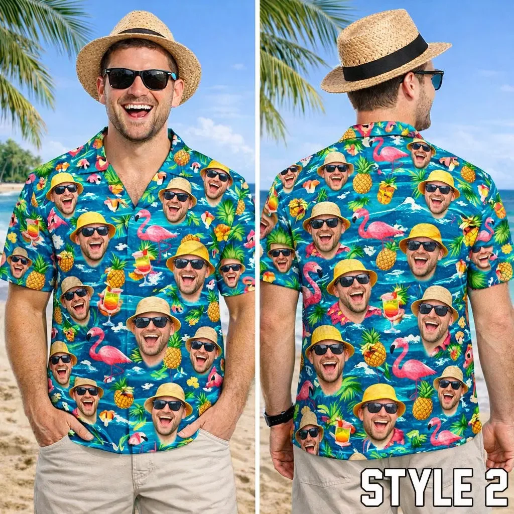 New Custom Face Hawaiian Shirt, Funny Summer Beach Shirt, Personalized Tropical Vacation Party, Gift for Men Dad Husband